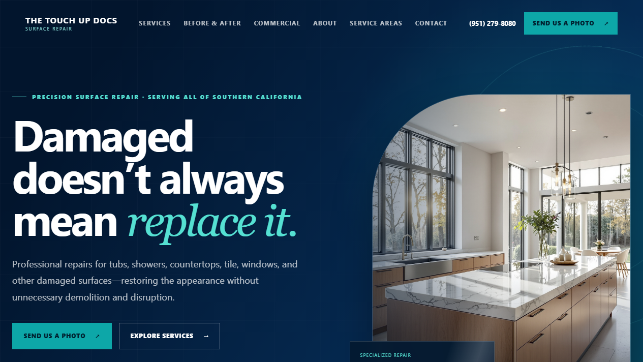 Live The Touch Up Docs website homepage